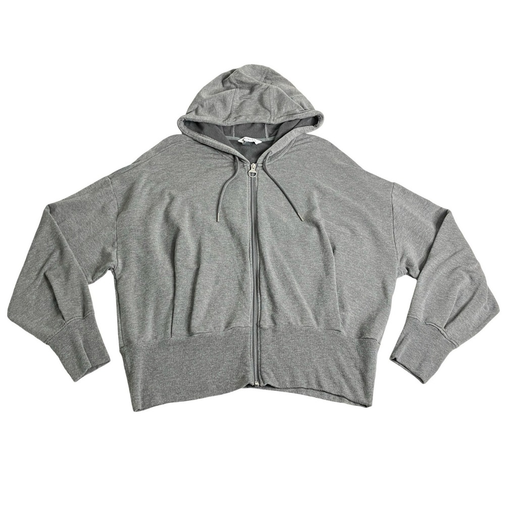 Athleta Balance Sweatshirt Hoodie Women XL Gray Zip Relaxed Thumbholes Pockets